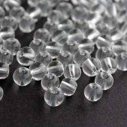 6mm Round Glass Beads - Clear