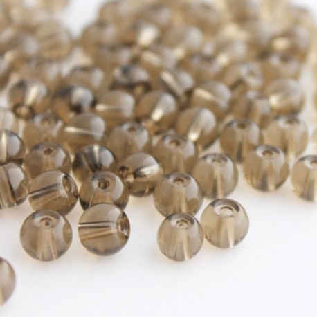6mm Round Glass Beads - Smoky Topaz