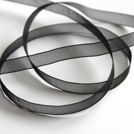 6mm Organza Ribbon - Black - 10 metres