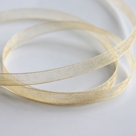 6mm Organza Ribbon - Dark Cream - 10 metres