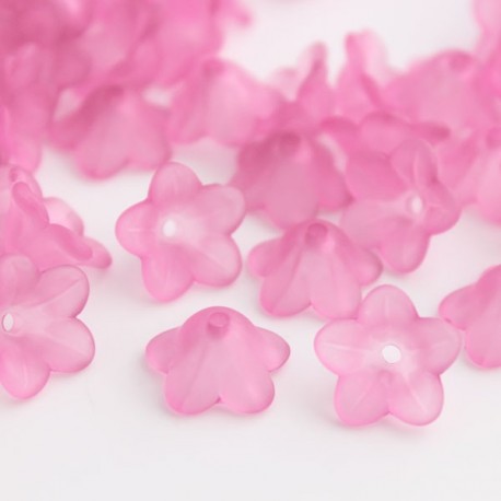 12mm Frosted Acrylic Flower Beads - Dark Pink