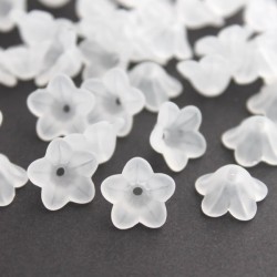 12mm Frosted Acrylic Flower Beads - White