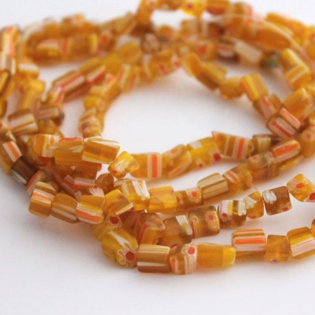 Millefiori Yellow Glass Chips - 81cm strand