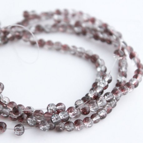 4mm Glass Crackle Beads - Brown and Clear - 78cm Strand