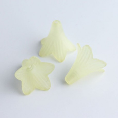 22mm Frosted Acrylic Flower Beads - Pale Yellow