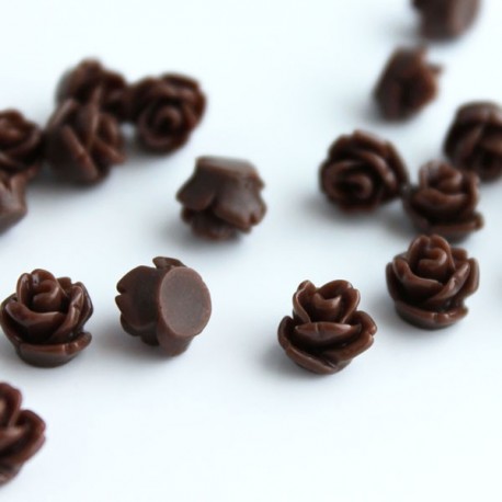  Tiny Resin Flower Cabochon - Brown