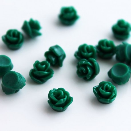  Tiny Resin Flower Cabochon - Green