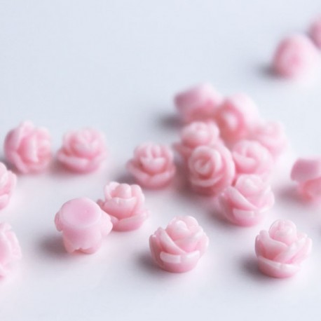  Tiny Resin Flower Cabochons - Pink