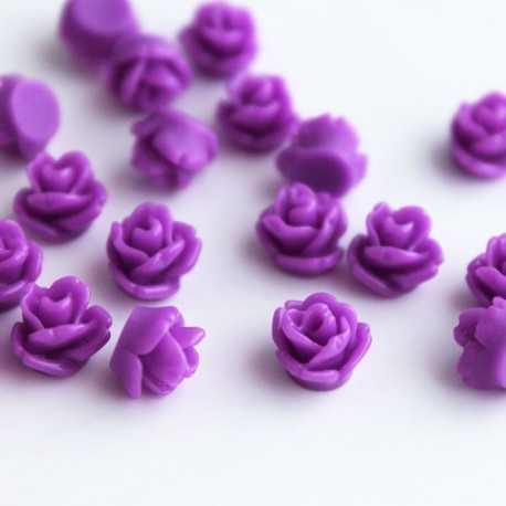  Tiny Resin Flower Cabochons - Purple