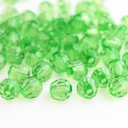 8mm Acrylic Faceted Round Beads - Light Green