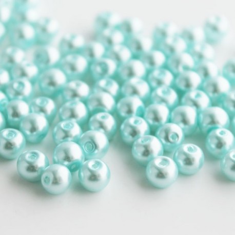 6mm Glass Pearl Beads - Pale Blue - Pack of 100