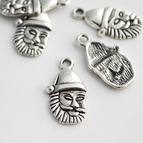 23mm Santa Claus Charm - Antique Silver Tone - Pack of 4