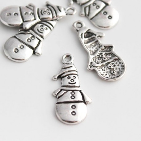 26mm Snowman Charm - Antique Silver Tone - Pack of 8