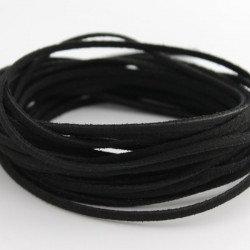 3mm Faux Suede Cord - Black - 5m