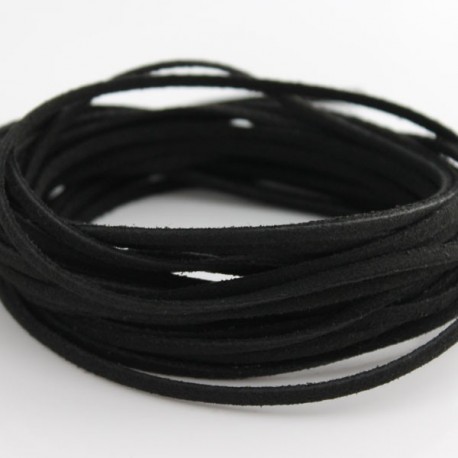 3mm Faux Suede Cord - Black - 5m