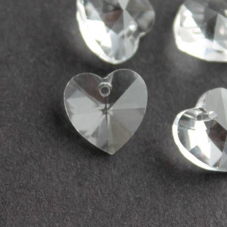 10mm Crystal Glass Heart - Clear - Pack of 4