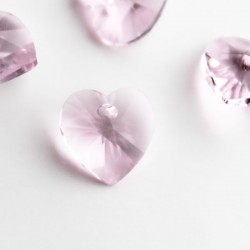 10mm Pink Crystal Glass Hearts - Pack of 4