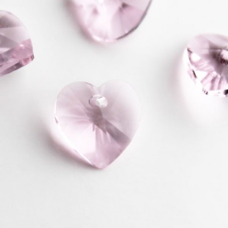 10mm Pink Crystal Glass Hearts - Pack of 4