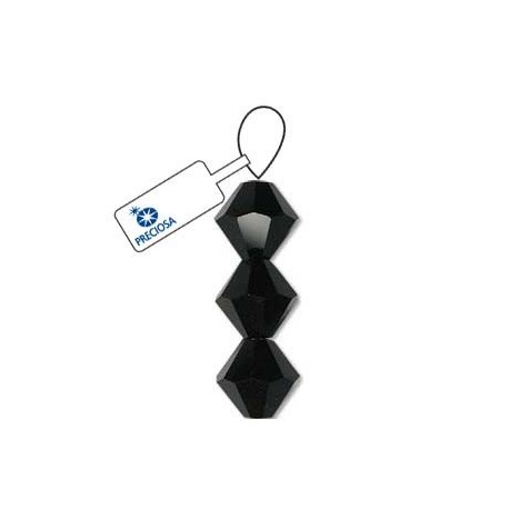 Preciosa Crystal 4mm Bicone Beads- Jet