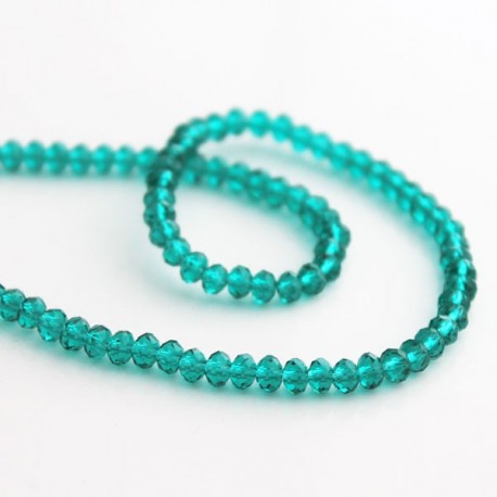 3mm x 4mm Crystal Glass Rondelles - Light Emerald - 31cm Strand