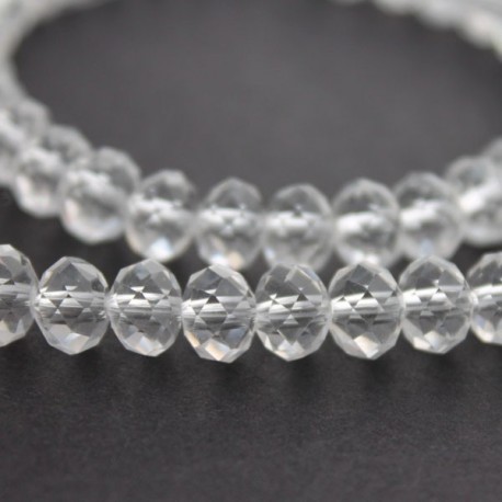 6mm x 8mm Clear Crystal Rondelle Beads - 20cm Strand