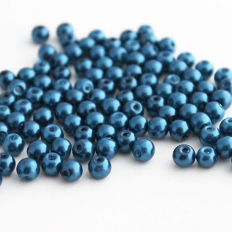 6mm Glass Pearl Beads - Dark Blue