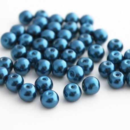 8mm Glass Pearl Beads - Dark Blue