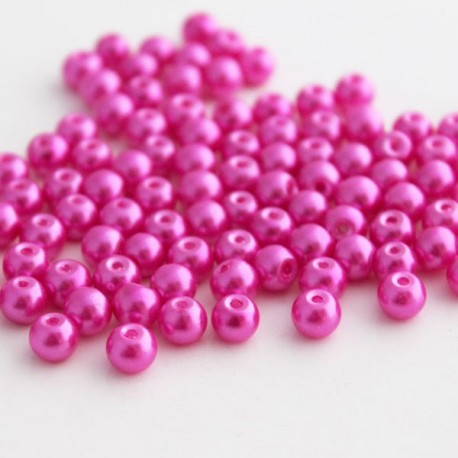6mm Glass Pearl Beads - Magenta