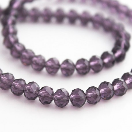 4mm x 6mm Crystal Rondelle Beads - Amethyst - 22cm strand