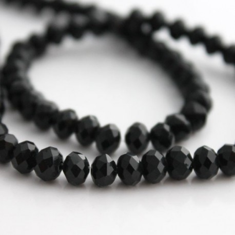 5mm x 6mm Crystal Rondelle Beads - Black - 20cm strand
