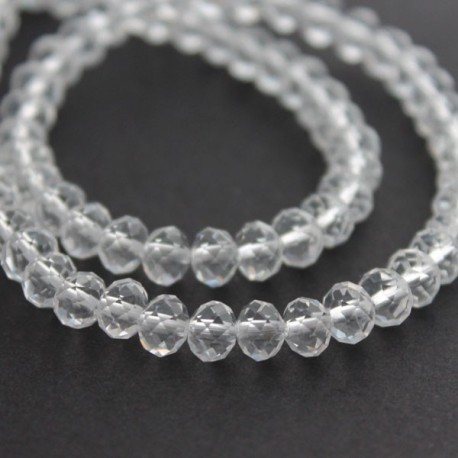 4mm x 6mm Crystal Rondelle Beads - Clear - 20cm Strand