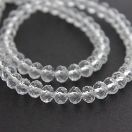 5mm x 6mm Crystal Rondelle Beads - Clear - 20cm Strand