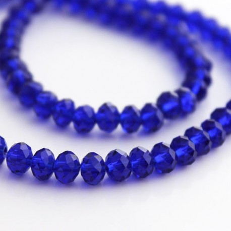 4mm x 6mm Crystal Rondelle Beads - Cobalt Blue - 20cm Strand