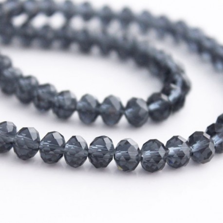 4mm x 6mm Crystal Rondelle Beads - Grey - 20cm Strand