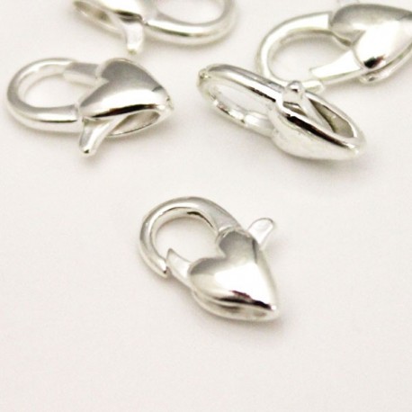 12mm Lobster Clasp - Silver Plated Heart - Pack of 1