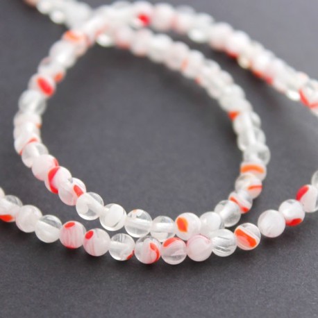 4mm Millefiori Round Beads - White