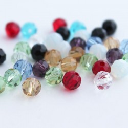 6mm Faceted Round Crystal Glass Beads - Mixed Colours - Pack of 40