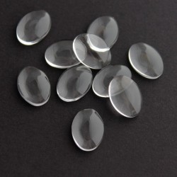 Clear Glass Oval Cabochons - 14mm x 10mm - Pack of 10