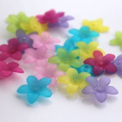 16mm Frosted Acrylic Flower Beads -Mixed Colours - Pack of 50