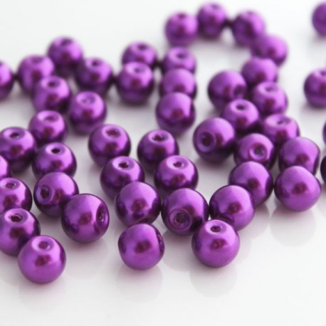 8mm Glass Pearl Beads - Dark Orchid