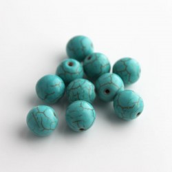 10mm Howlite Gemstone Beads - Turquoise - Pack of 10