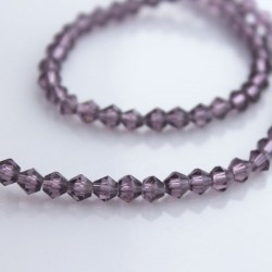 4mm Crystal Glass Bicone Beads - Amethyst