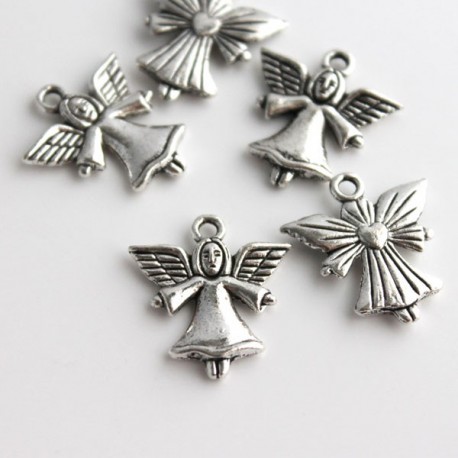 22mm Angel Charm - Antique Silver Tone - Pack of 5