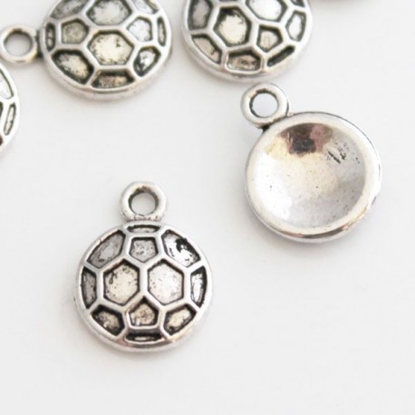 19mm Football Charms - Antique Silver Tone - Pack of 10