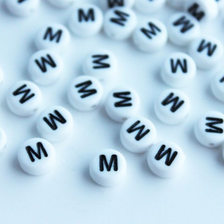 7mm Acrylic Alphabet Beads - Letter "M" 