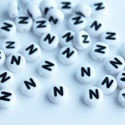 7mm Acrylic Alphabet Beads - Letter "N" 