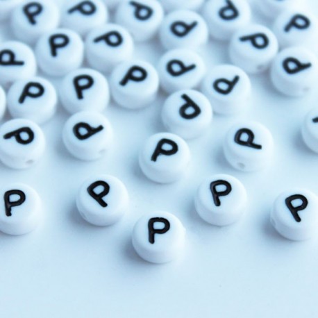 7mm Acrylic Alphabet Beads - Letter "P" 