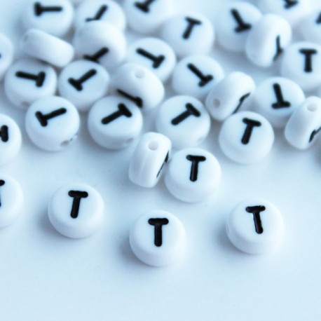 7mm Acrylic Alphabet Beads - Letter "T" 