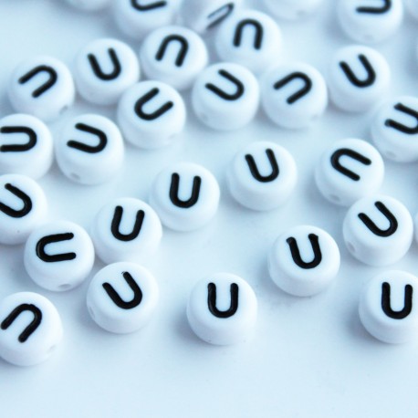 7mm Acrylic Alphabet Beads - Letter "U" 