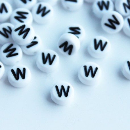 7mm Acrylic Alphabet Beads - Letter "W" 